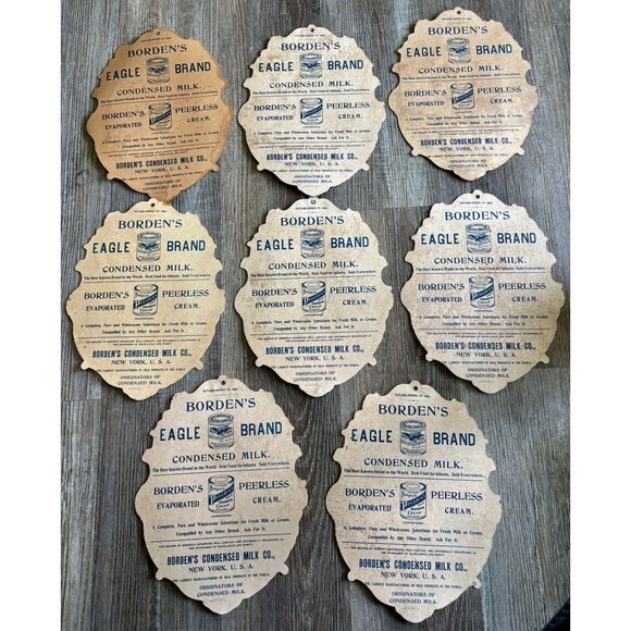 Bordens Condensed Milk Eagle Brand Cardboard Paper Advertising Sign Lot Of 8 - Picture 4 of 6